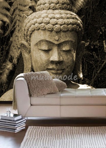 Vlies fotobehang Boeddha beeld Sepia