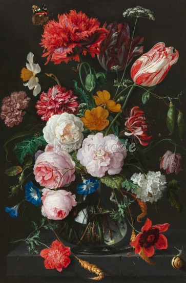 Canvas schilderij Still Life with Flowers in a Glass Vase