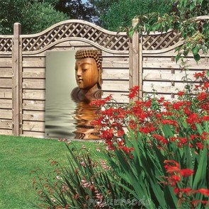 Tuinposter Houten boeddha 
