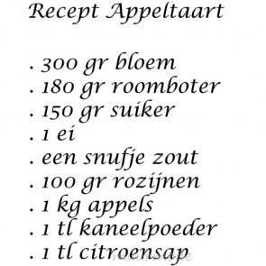 Tekststicker Appeltaart-recept