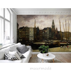 Vlies fotobehang Het Damrak in Amsterdam