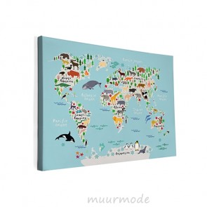 Foto op canvas Wereldkaart