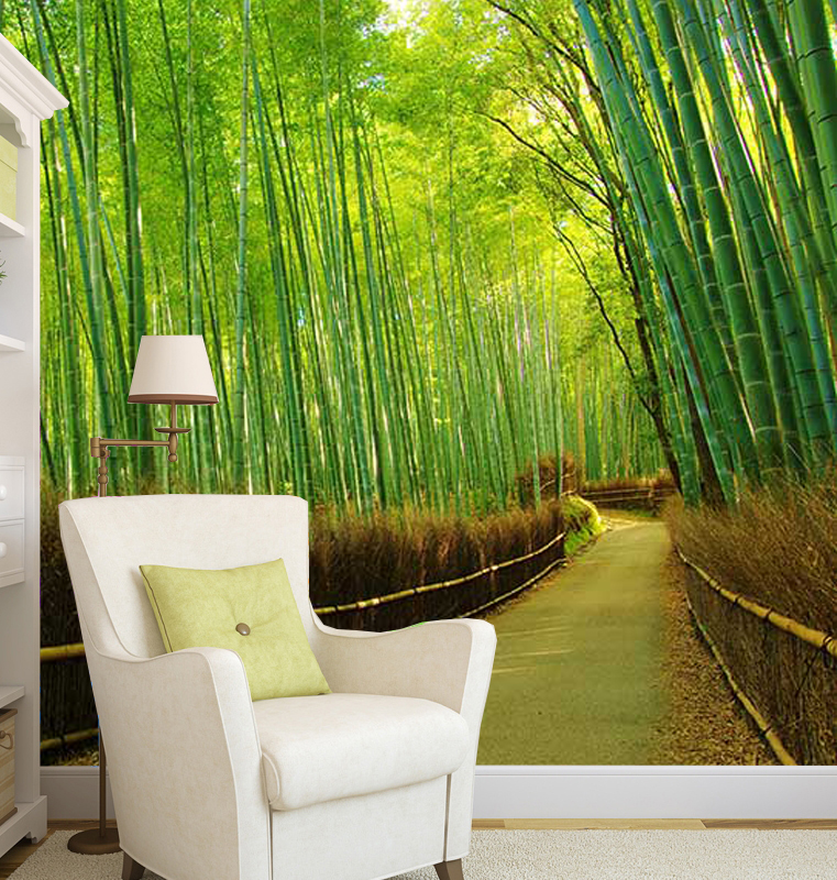 Vlies fotobehang Laan in bamboebos